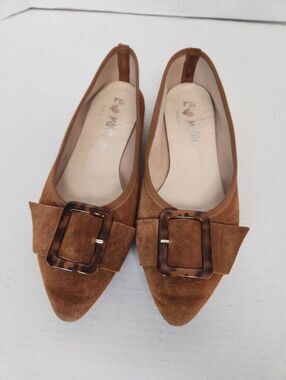 Le Matin Flats  Italian Leather Suede Brown Womens 40(US 9.5) Dark Academia